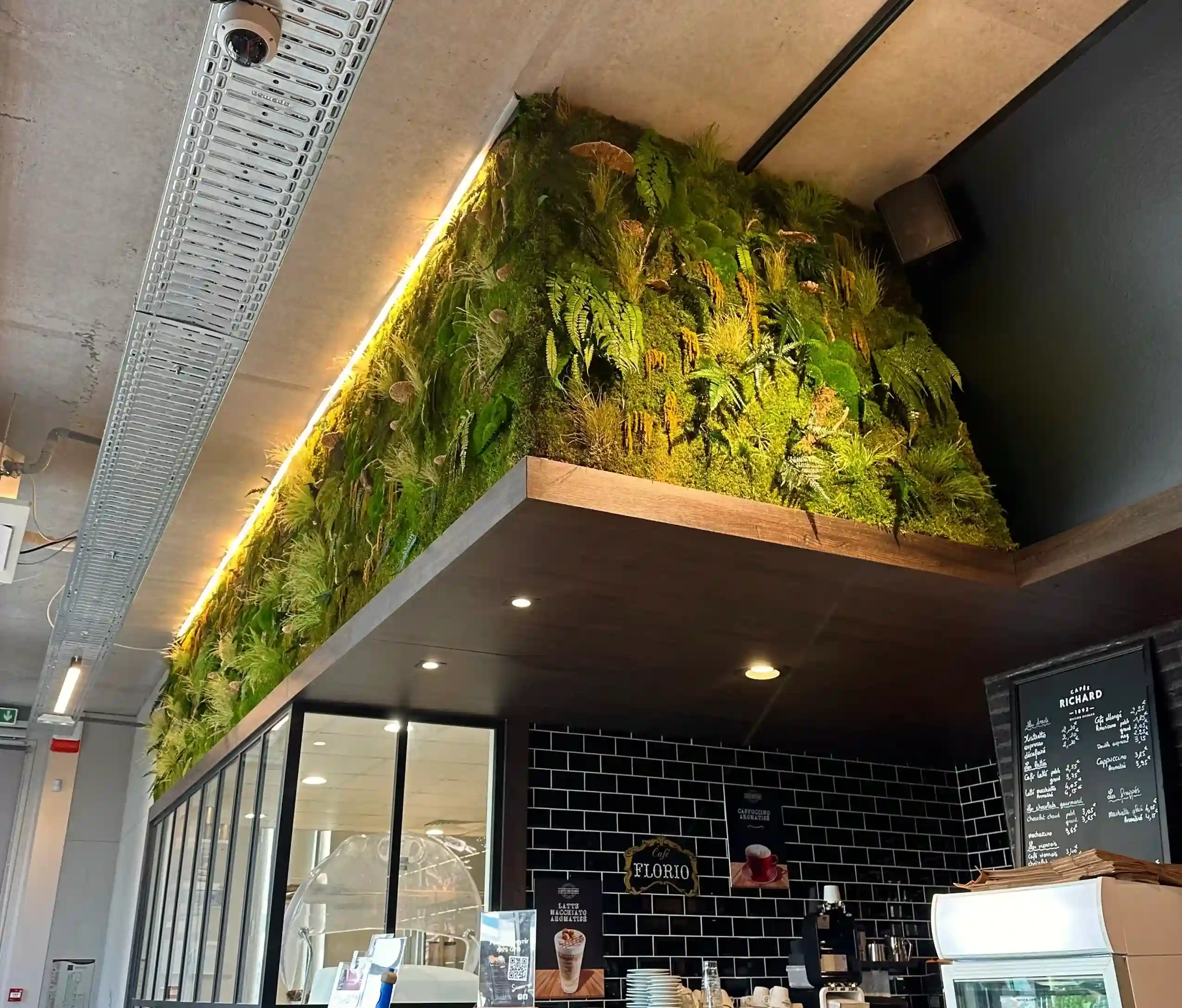 Plafond végétal Forest stabilisé dans un restaurant